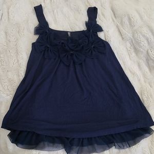 NWOT Charlotte Russe Navy Blue Bow Top